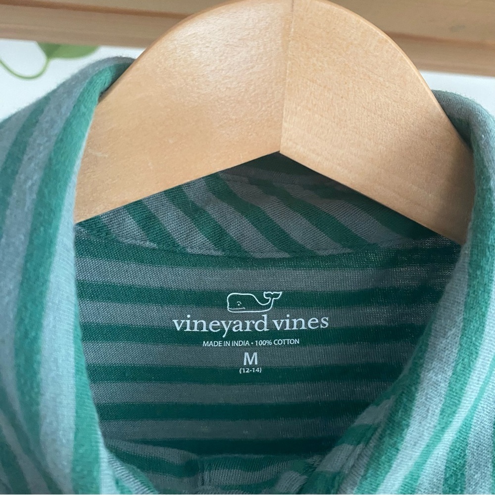 Vineyard Vines Green Gray Island Stripe Pocket Polo Shirt Medium - Picture 10 of 10